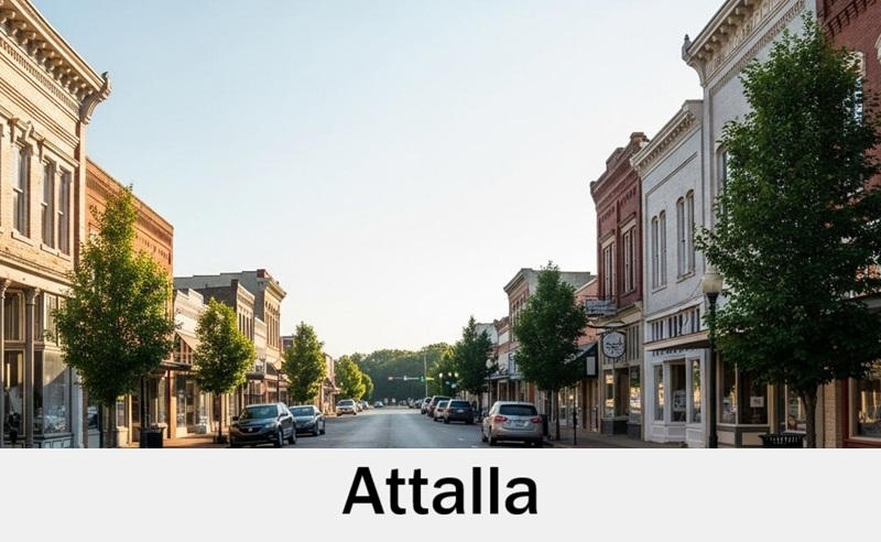 Downtown Attalla, Alabama streets near local wedding venues
