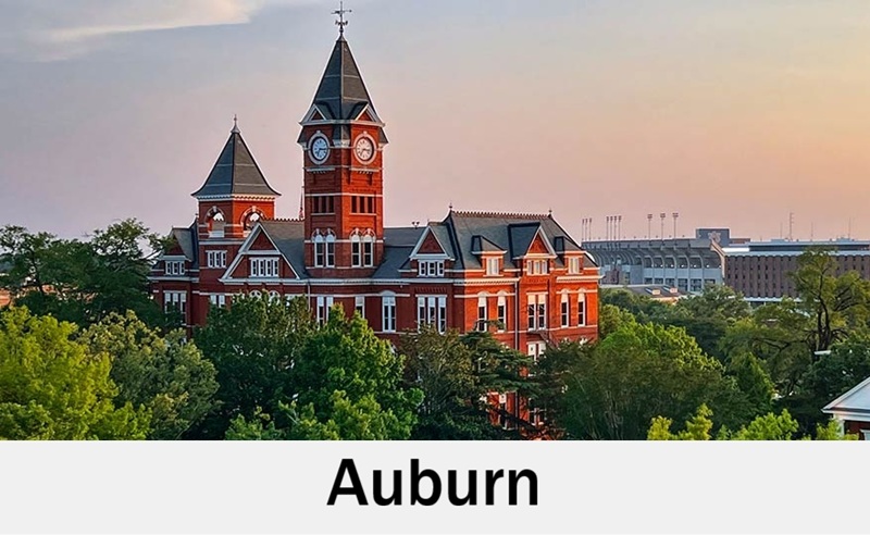 Auburn University campus area hosting elegant wedding celebrations