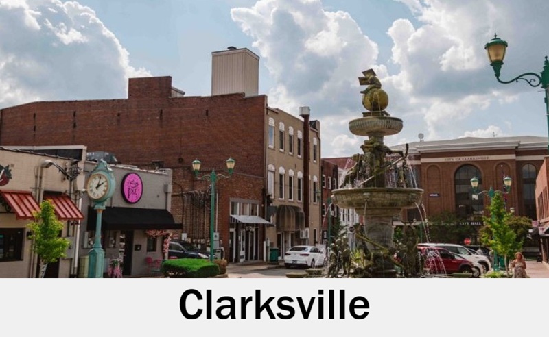 Downtown Clarksville, Tennessee near wedding reception venues