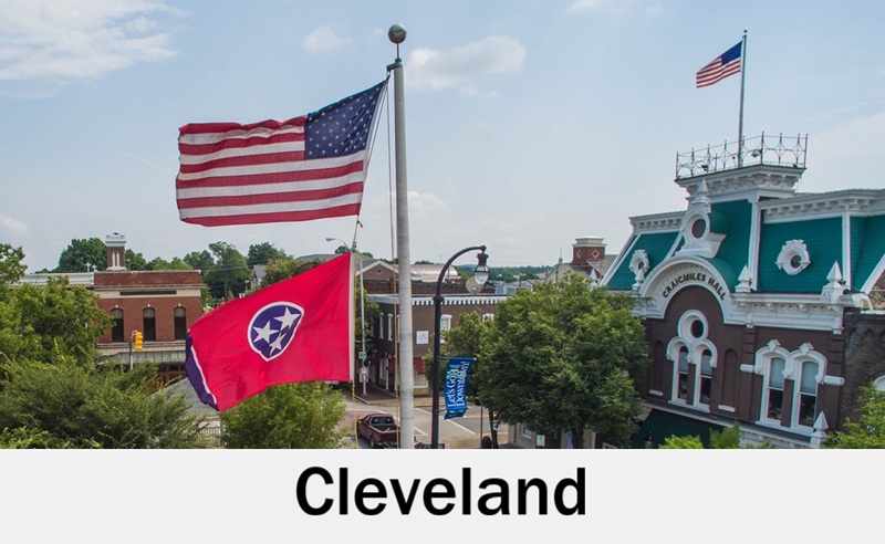 Cleveland, Tennessee town square hosting wedding celebrations