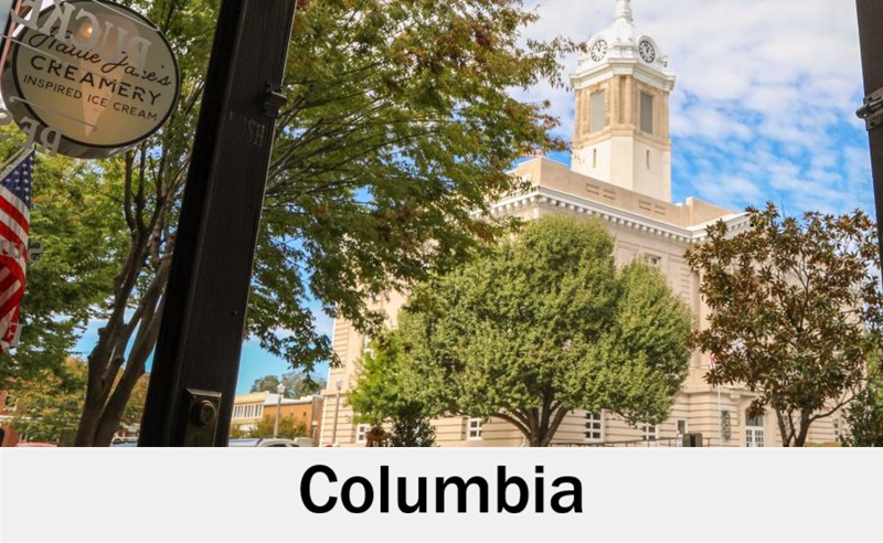 Historic Columbia, Tennessee district for wedding ceremonies