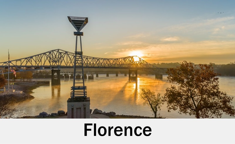 Florence, Alabama riverfront view for wedding receptions