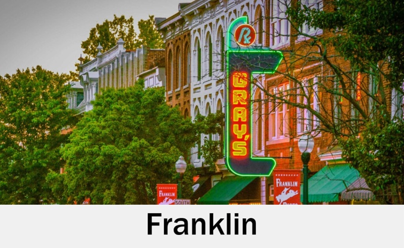 Franklin, Tennessee Main Street near wedding venues