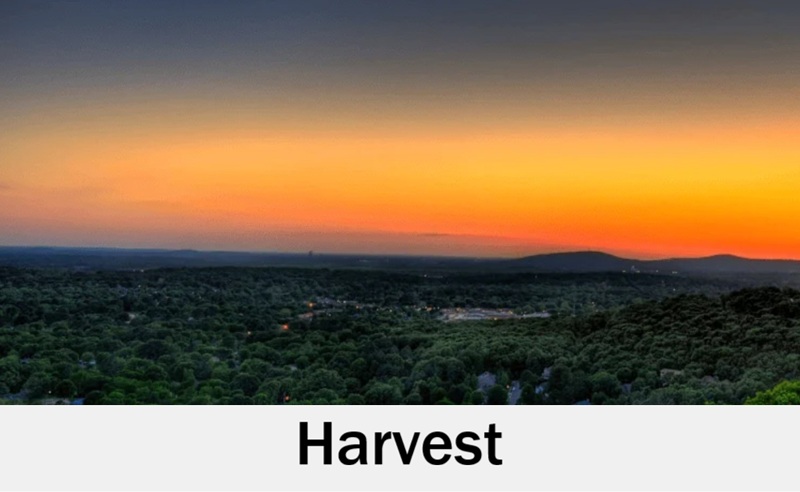 Sunset view over Harvest, Alabama countryside for outdoor weddings
