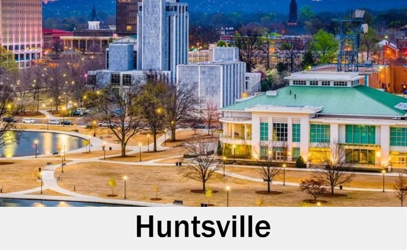 Downtown Huntsville, Alabama setting for wedding receptions