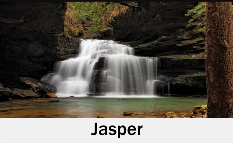 Waterfall near Jasper, Alabama for outdoor wedding portraits