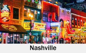 Downtown Nashville, Tennessee lights for vibrant wedding receptions
