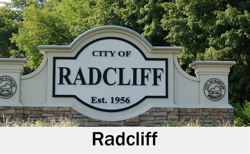 Radcliff, Kentucky city sign near local wedding venues