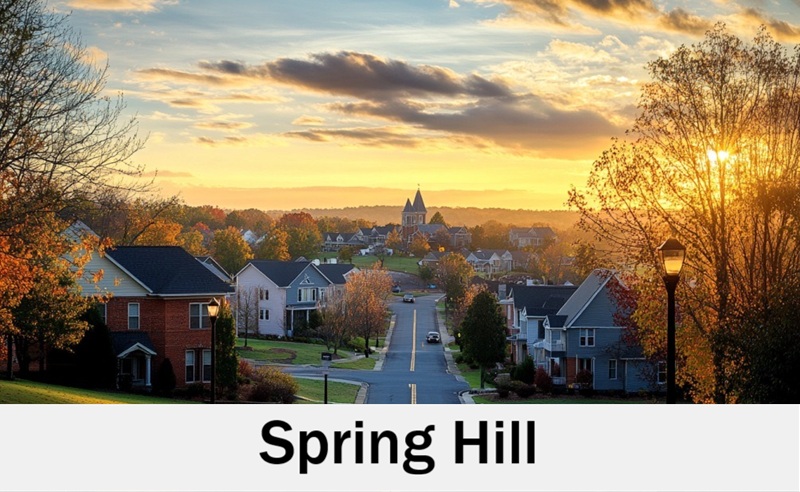 Spring Hill, Tennessee sunset neighborhood near wedding venues