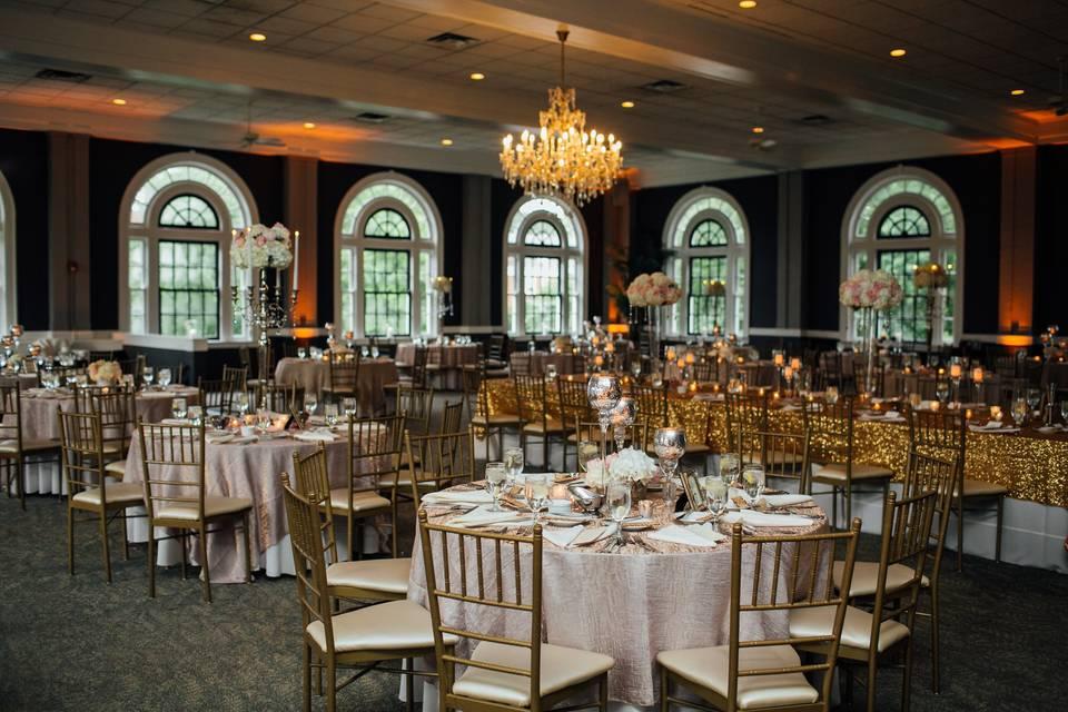 Beautiful wedding event setting inside The Olmsted in Louisville KY